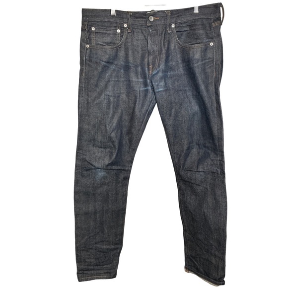 GAP x Baldwin Mens Dark Wash Raw Denim Jeans Sz 34x32 Button Fly Japanese Vibes - Picture 2 of 7